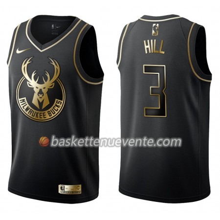 Maillot Basket Milwaukee Bucks George Hill 3 Nike Noir Gold Edition Swingman - Homme